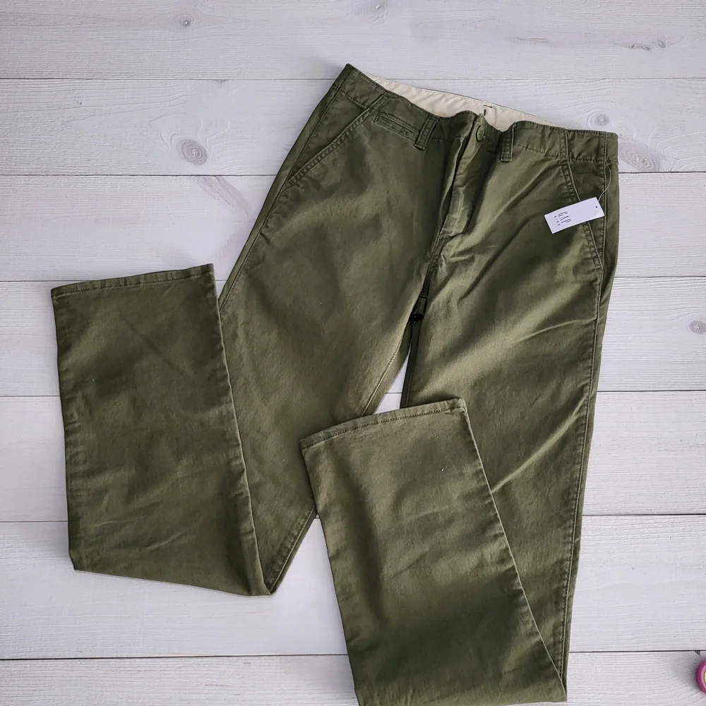 NWT GAP Boy's Pants Olive Military Green Cotton Preppy Gorpcore.
